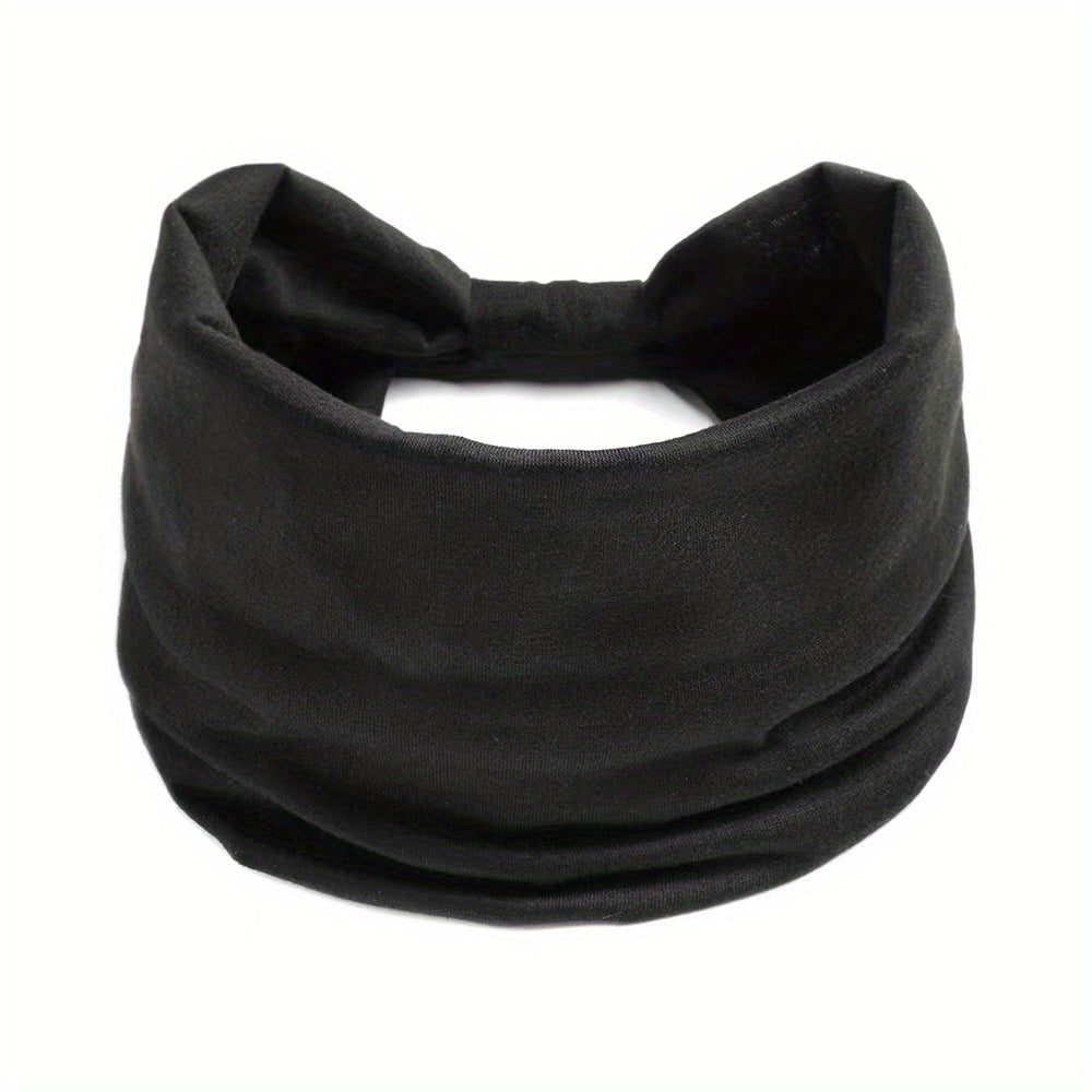 Women's Black Fashionable Wide Headband, Bohemian Thick Hairband, Large African Sports Yoga Headscarf Hair Accessory