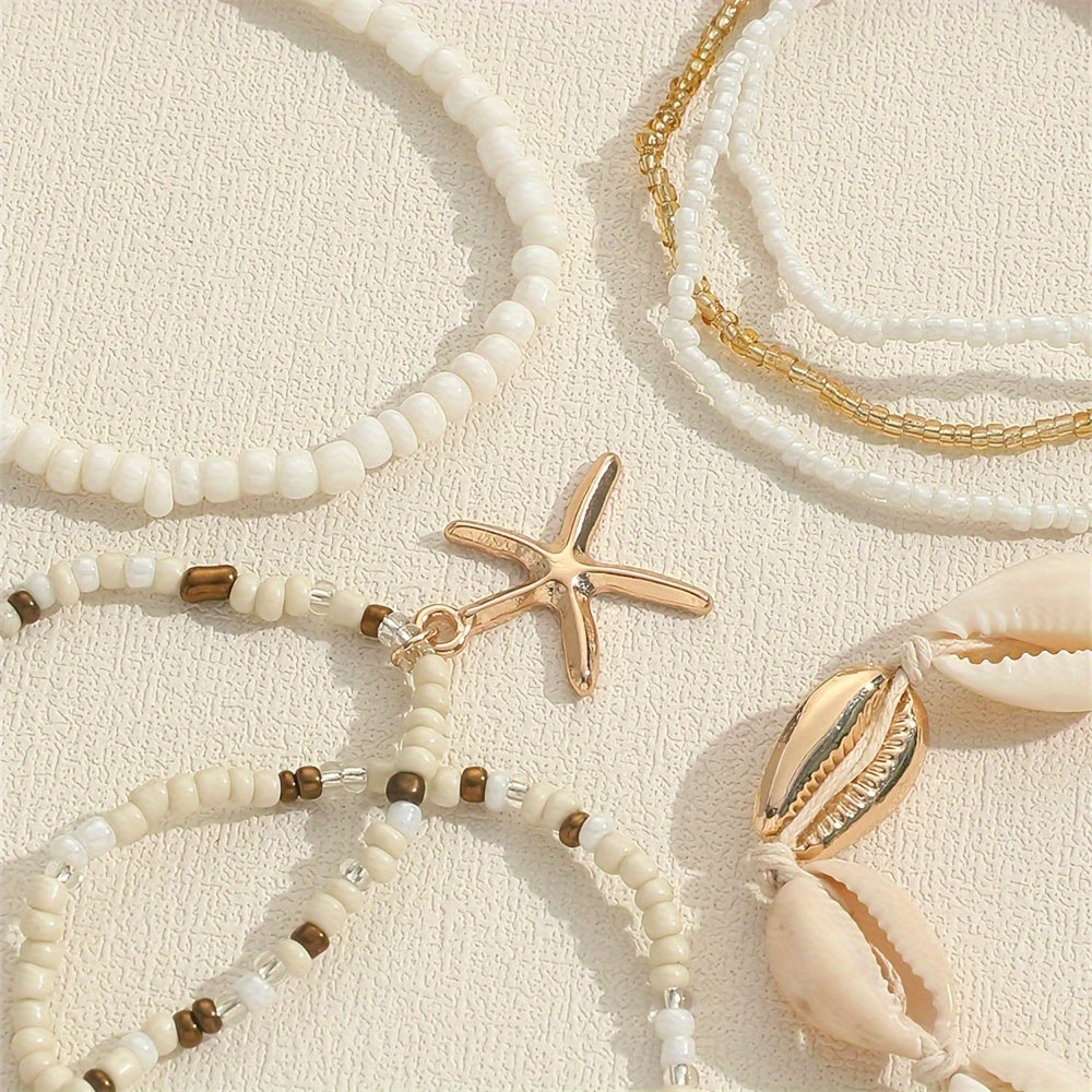 The Shell &amp; Bead Bracelet Set — 7pcs
