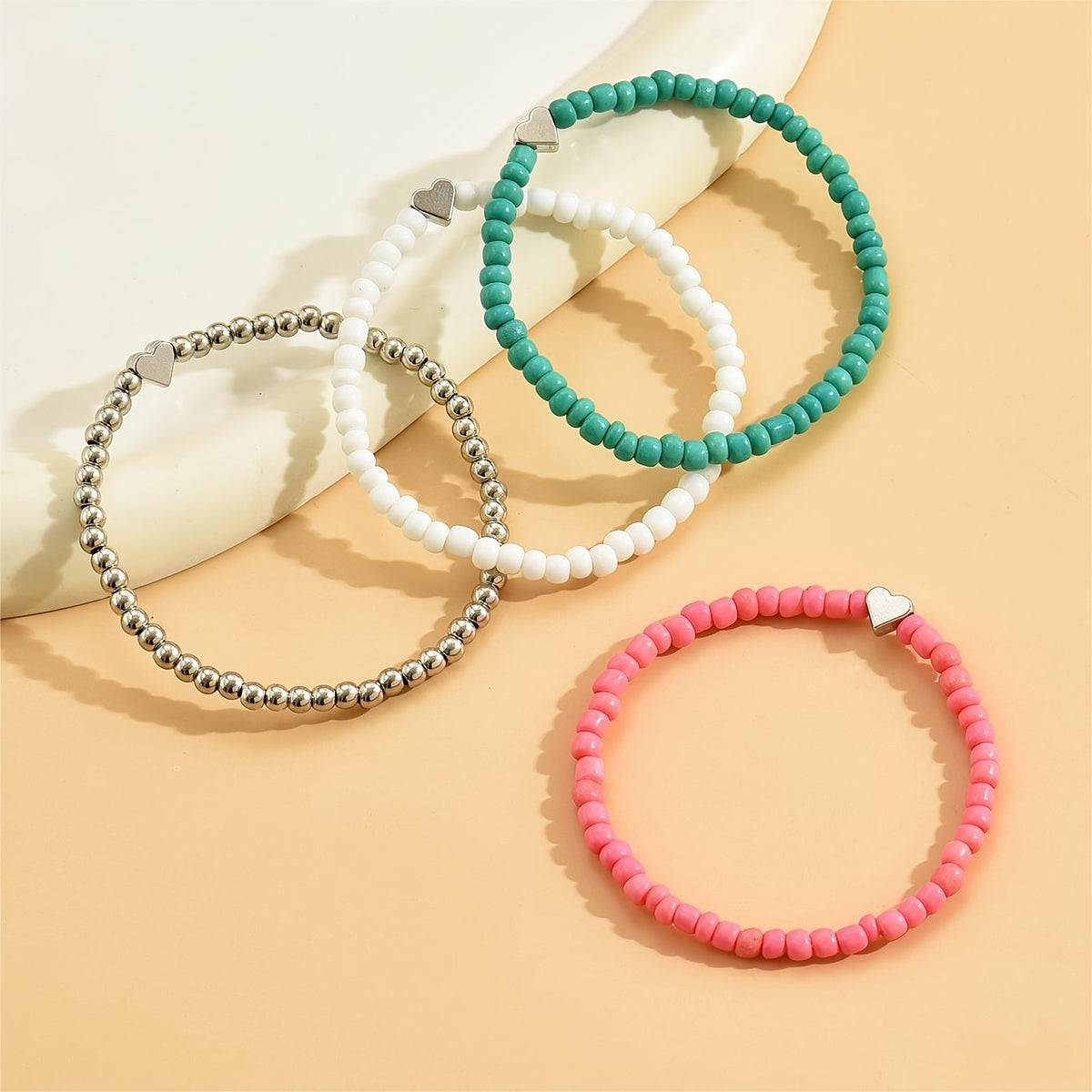 The Heart Bead Bracelet Set