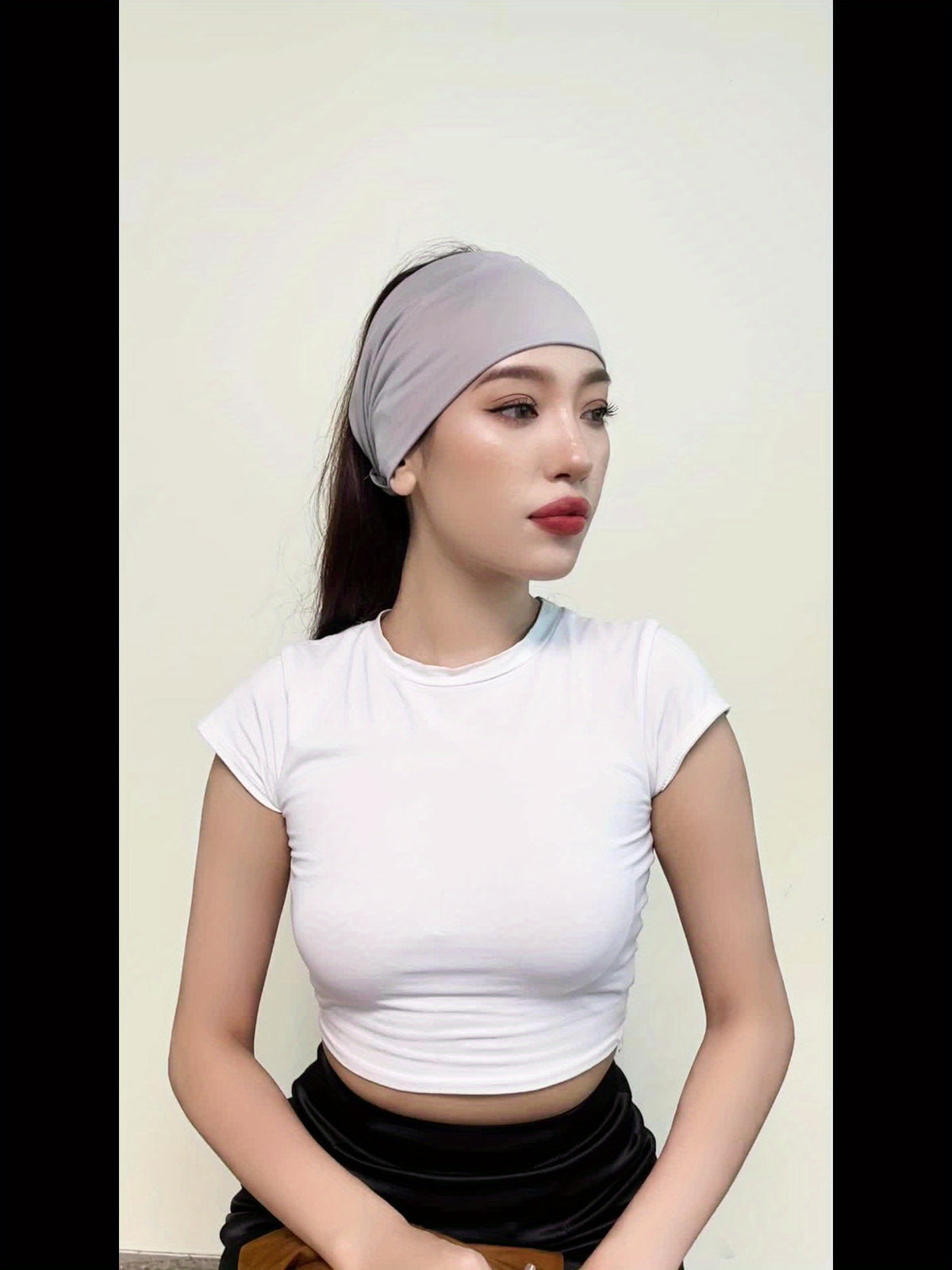 Women's Black Fashionable Wide Headband, Bohemian Thick Hairband, Large African Sports Yoga Headscarf Hair Accessory