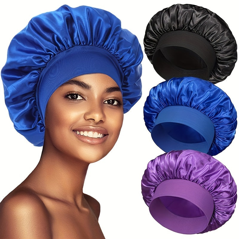 Elastic Band Cap For Brimmed Night Hat Bath Cap Extra Large Satin Silky Bonnet