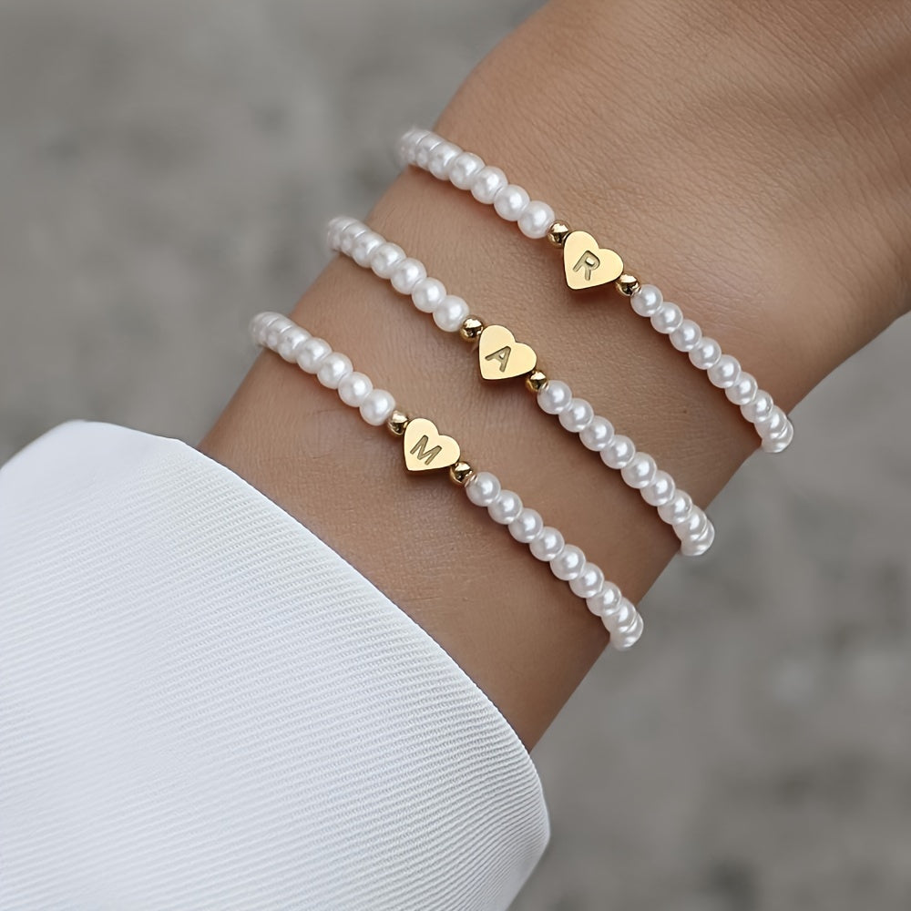Classic A-Z Heart Initial Letter Bracelet