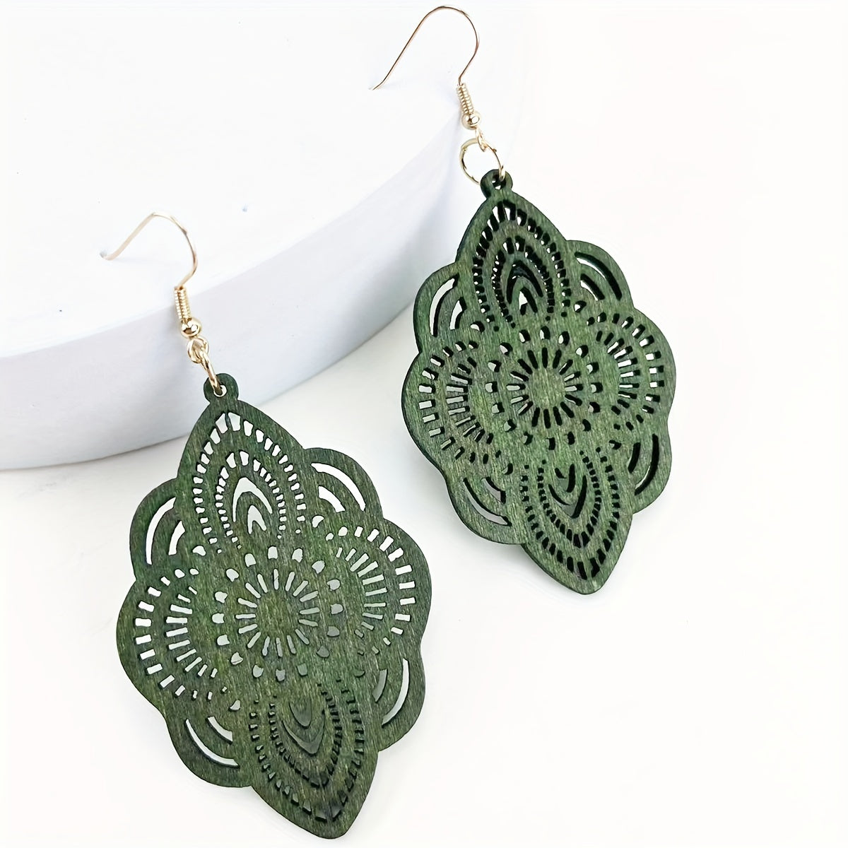 The Lace Wood Pendant Earrings
