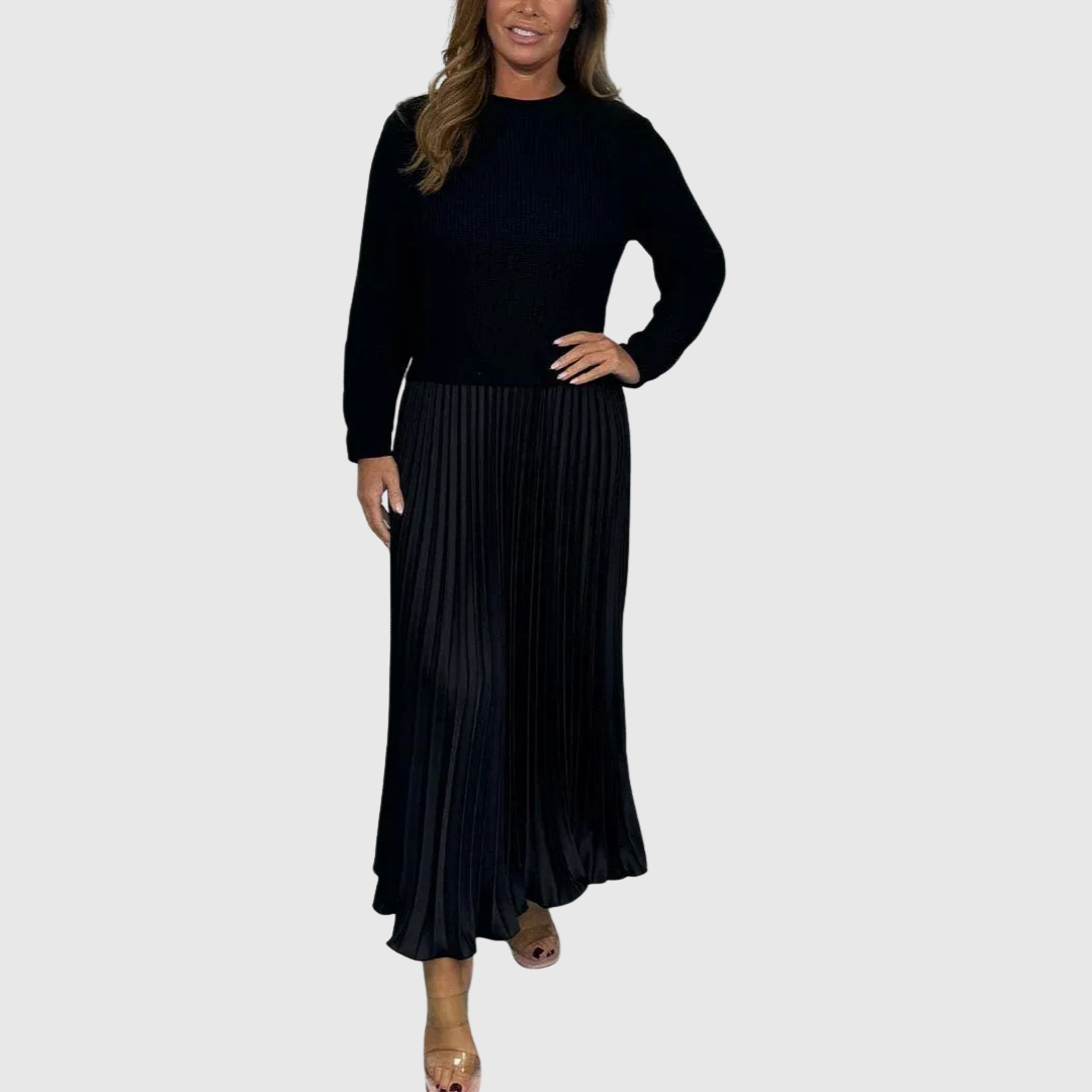 ALARICE | MAXI DRESS WITH JUMPER & PLEATED SKIRT