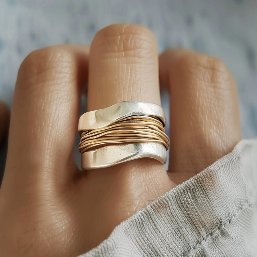 Golden Thread Silver Ring