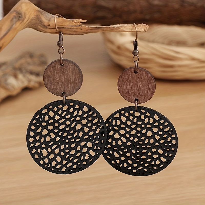 The Wooden Circle Drop Earrings