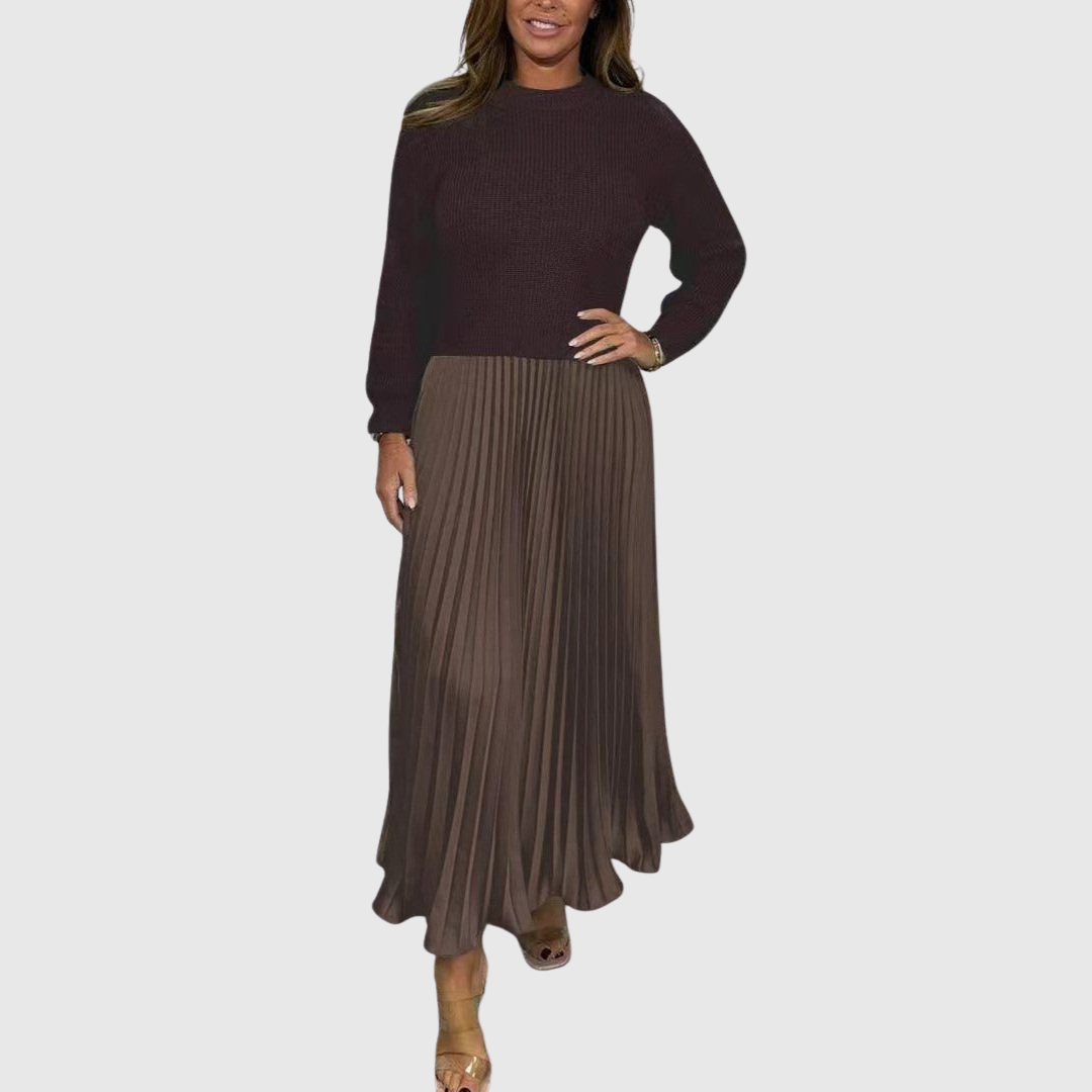 ALARICE | MAXI DRESS WITH JUMPER & PLEATED SKIRT