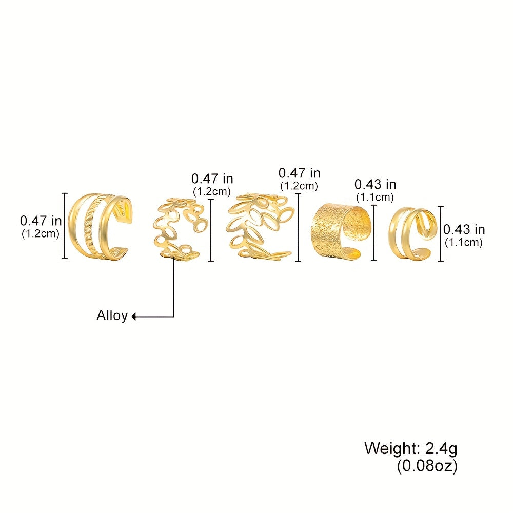 Leaf Hollow Ear Clips 5pcs