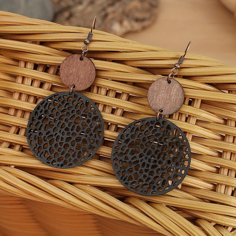 The Wooden Circle Drop Earrings