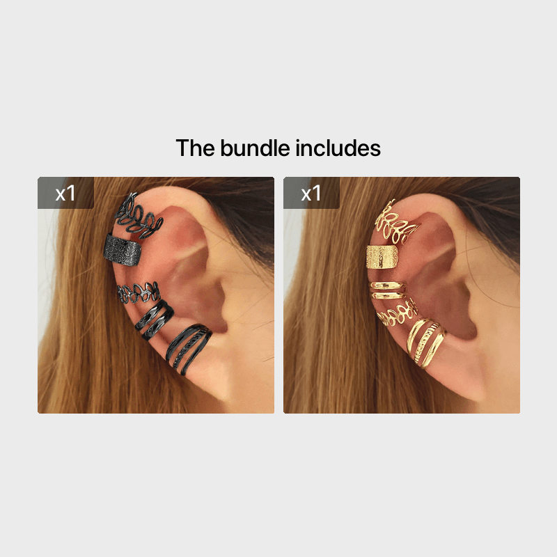 Leaf Hollow Ear Clips 5pcs