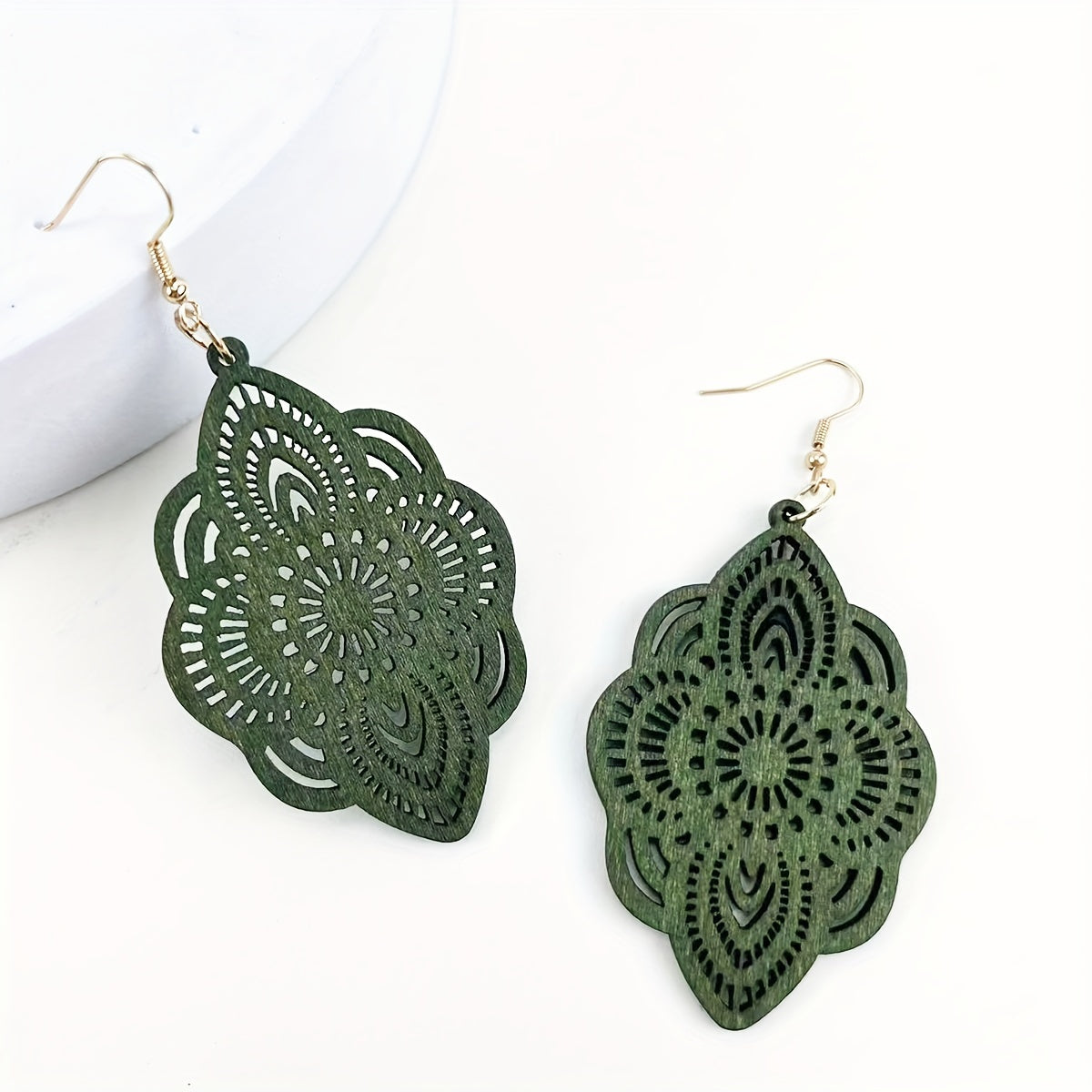 The Lace Wood Pendant Earrings