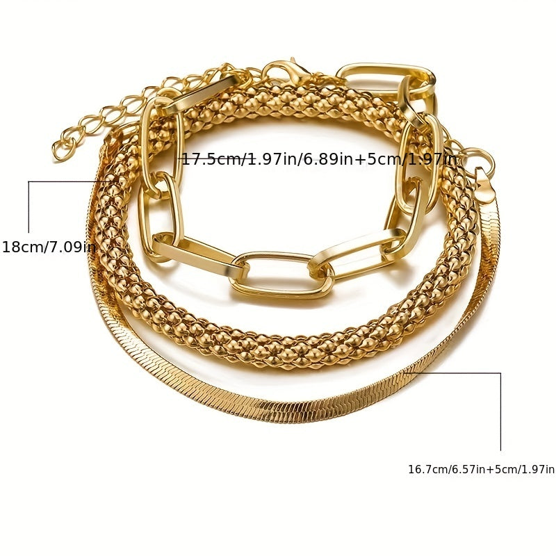 Trendy Multi-layer Snake Bone Chain Bracelet Set