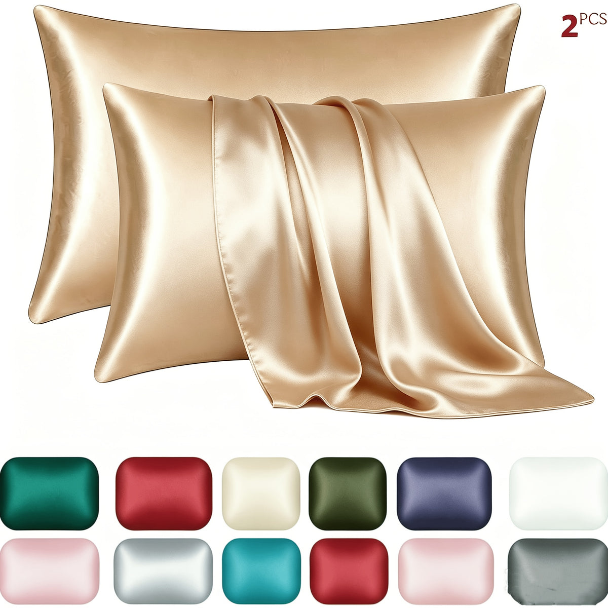 2pcs Satin Pillowcase Set for Skin and Hair, Soft, Breathable, Smooth, and Cooling Pillow Covers for Sleeping