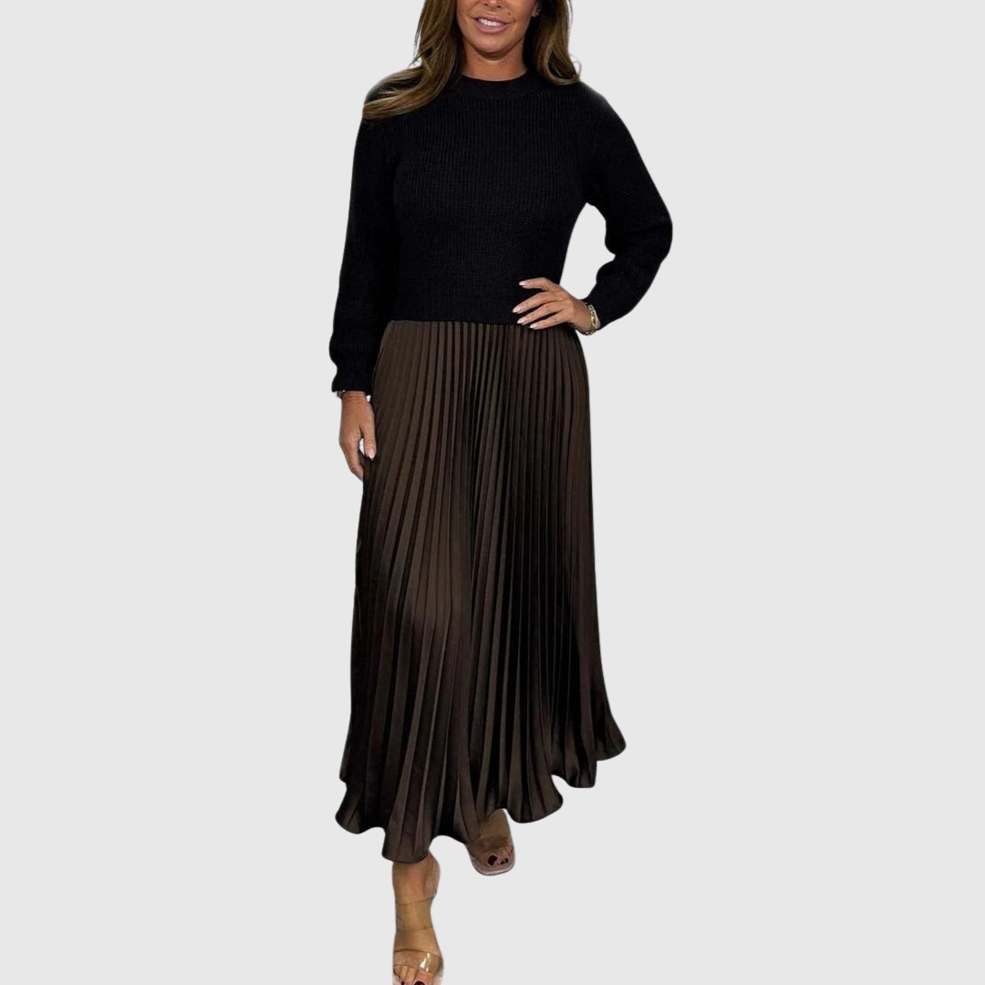 ALARICE | MAXI DRESS WITH JUMPER & PLEATED SKIRT