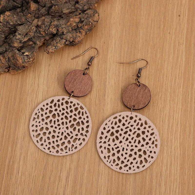 The Wooden Circle Drop Earrings