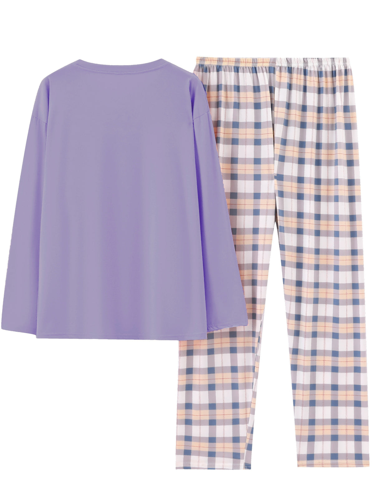 Spring and Autumn Casual Long Sleeve Pajama Set, Comfortable Home Wear Set, Plaid Pajama Set