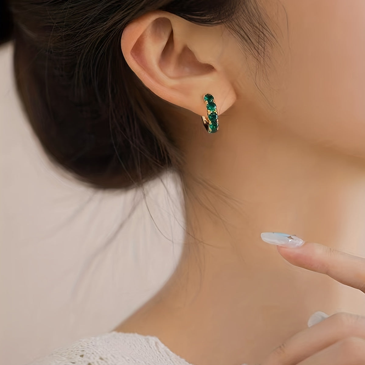 Green Zirconia Ear Buckle Earring