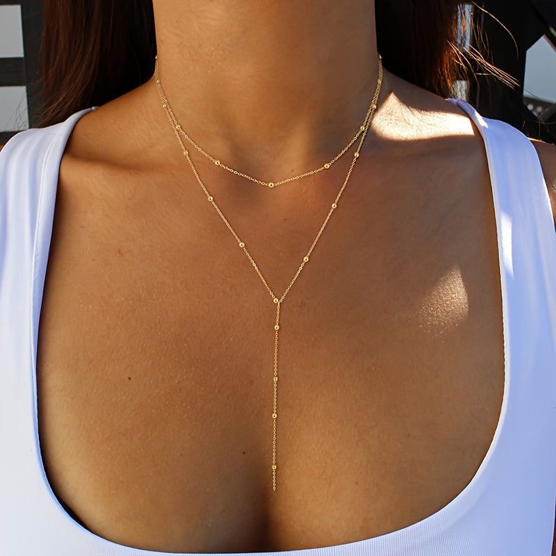 Double-Layer Rice Pearl Necklace
