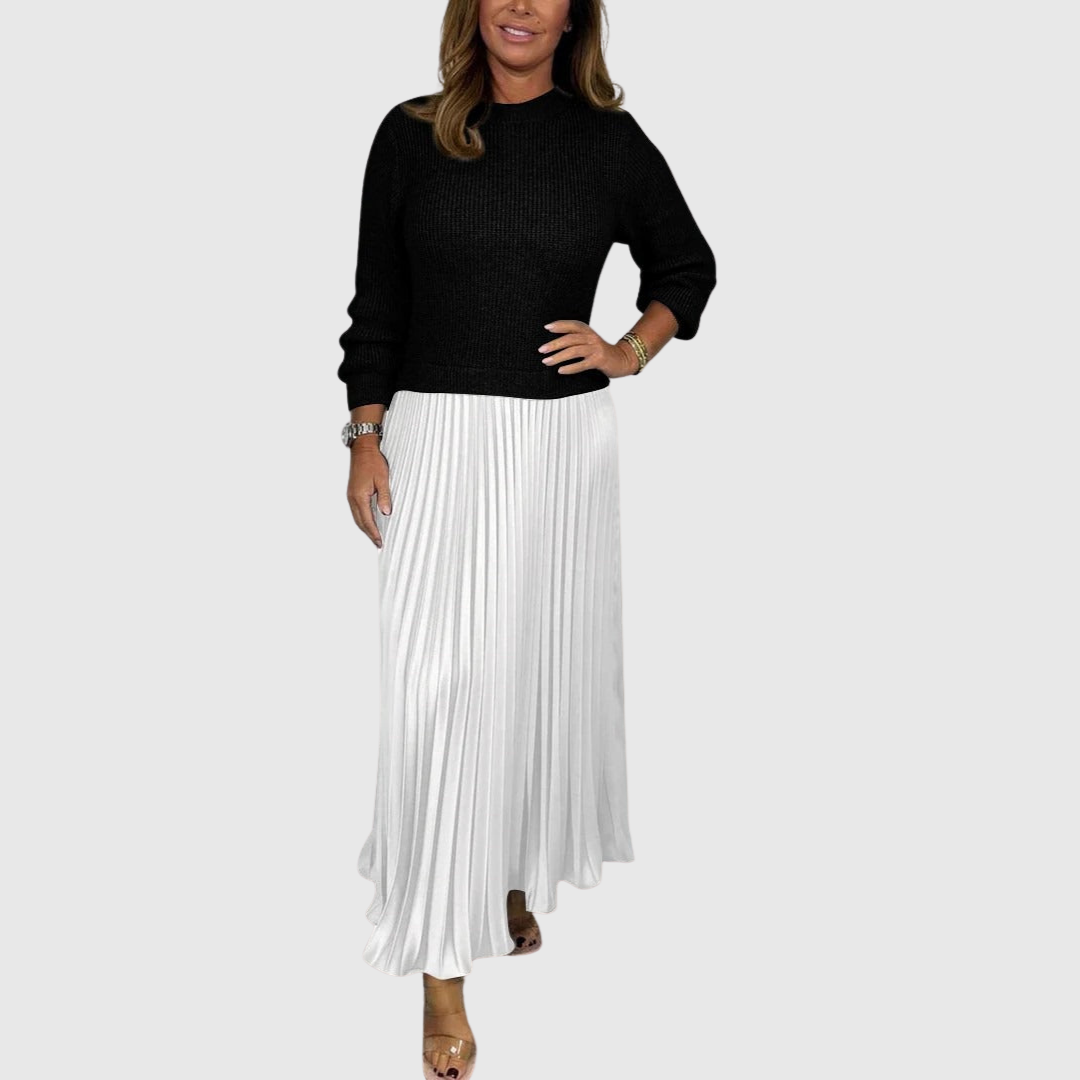 ALARICE | MAXI DRESS WITH JUMPER & PLEATED SKIRT