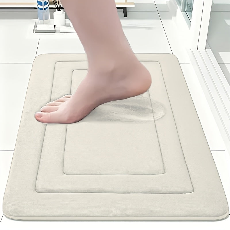 1pc Coral Fleece Bathroom Floor Mat Anti-Slip Pad - Anti-Slip, Quick Drying, Machine Washable - Perfect for Bathroom And Toilet Floors, with PVC Anti-Slip Bottom Lining