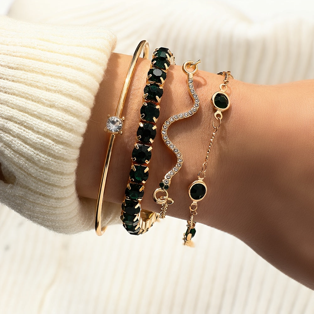 The Emerald Snake Bracelet Set — 4pcs