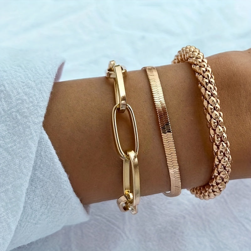 Trendy Multi-layer Snake Bone Chain Bracelet Set
