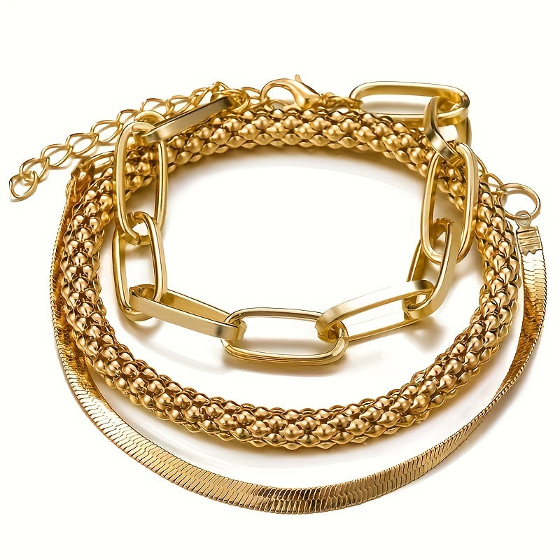 Trendy Multi-layer Snake Bone Chain Bracelet Set