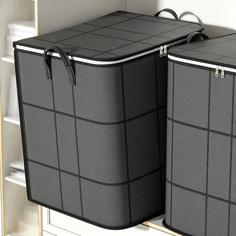 Foldable Wardrobe Storage Bag, Large Capacity Storage Box, Household Double Zipper Organizer Bag with Handles for Clothes and Quilts, Suitable for Moving, Travel, Storage Basket, and Under-Bed Storage Bag