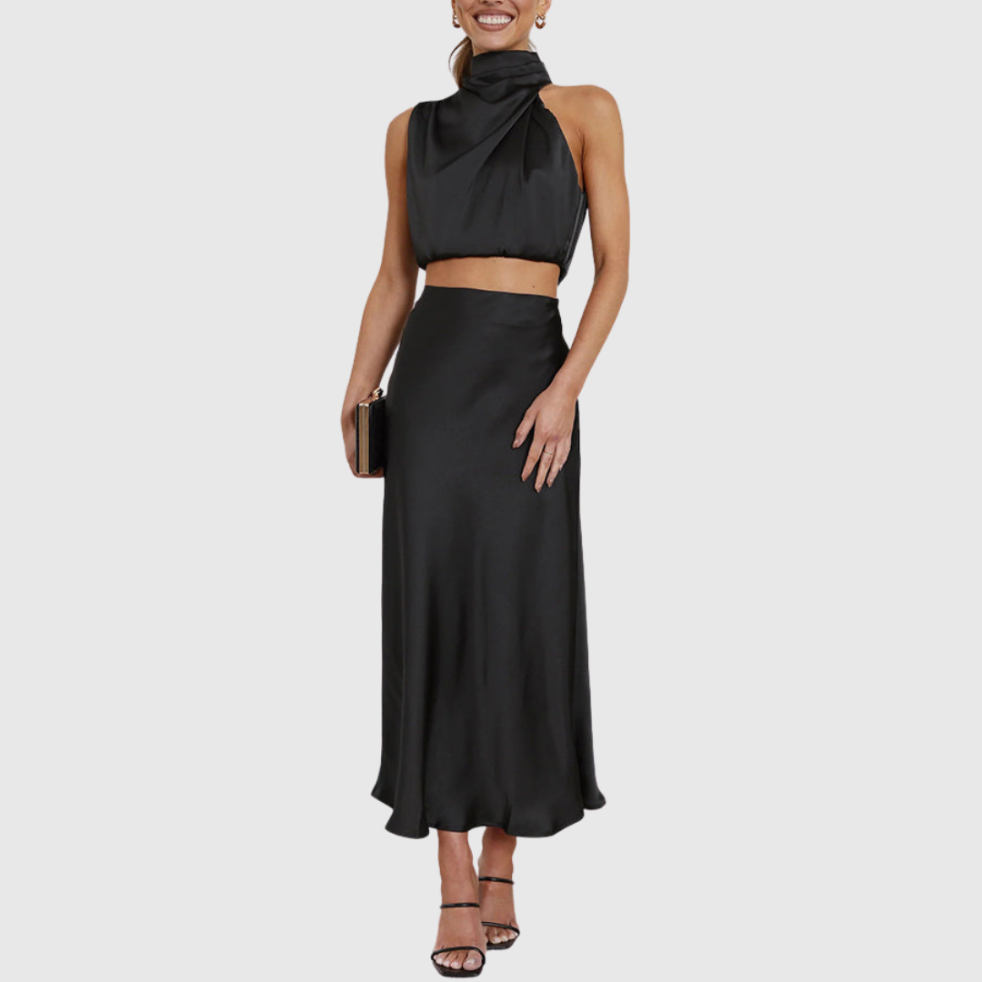 EMILY | SATIN DRAPE MAXI SET