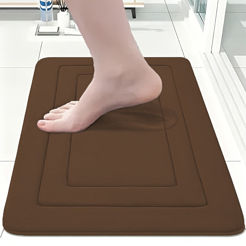 1pc Coral Fleece Bathroom Floor Mat Anti-Slip Pad - Anti-Slip, Quick Drying, Machine Washable - Perfect for Bathroom And Toilet Floors, with PVC Anti-Slip Bottom Lining