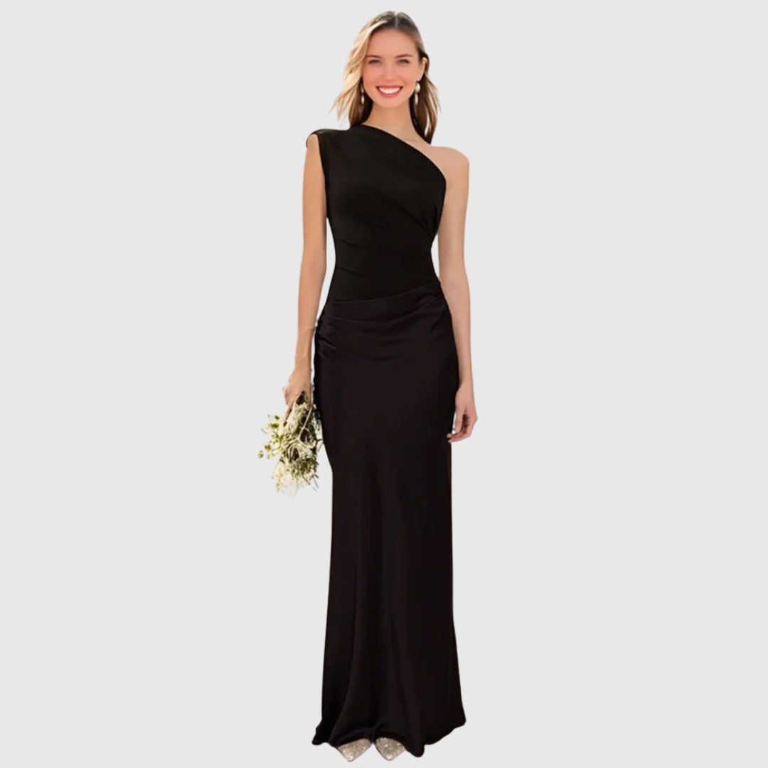 ALEIDA | ONE-SHOULDER SATIN MAXI DRESS