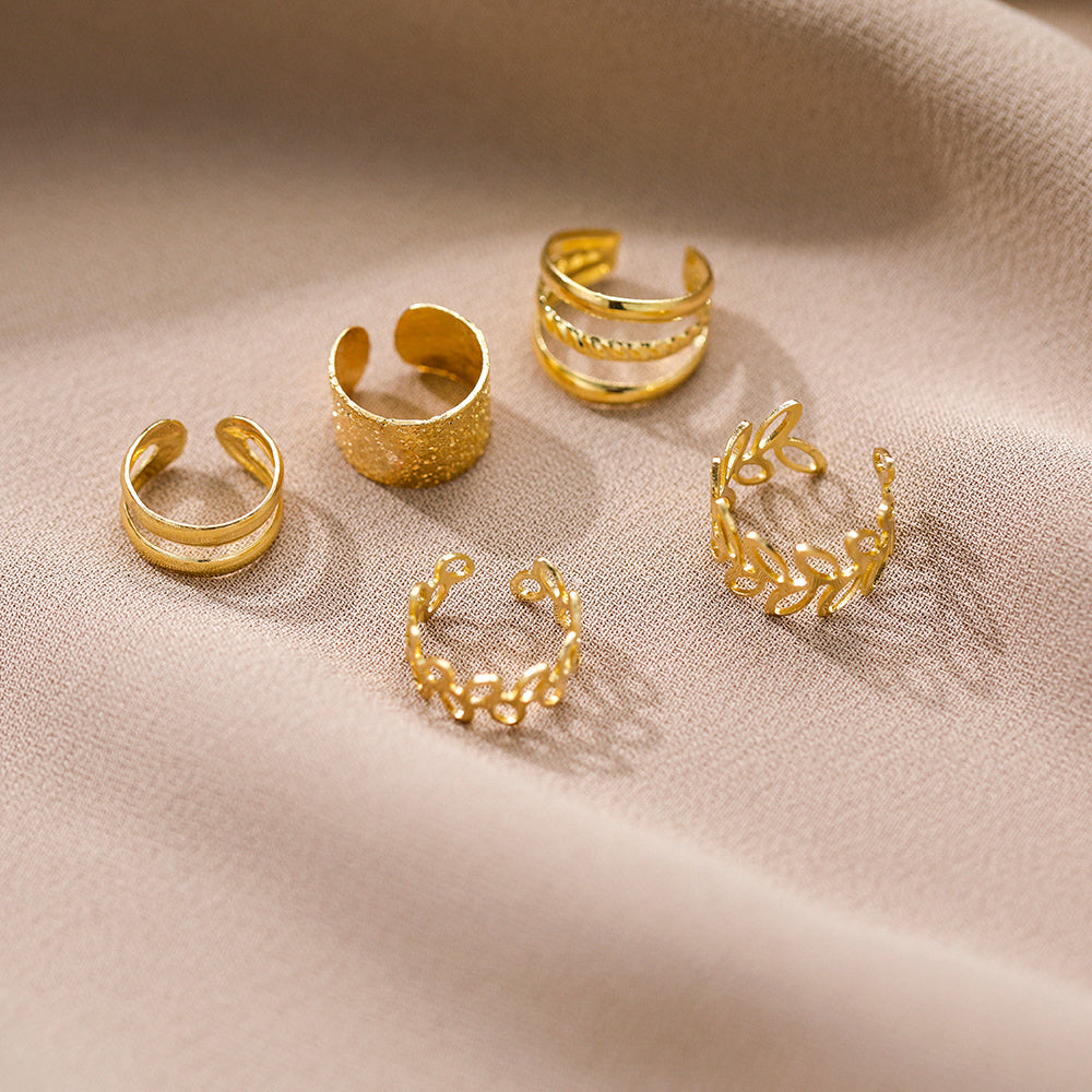 Leaf Hollow Ear Clips 5pcs