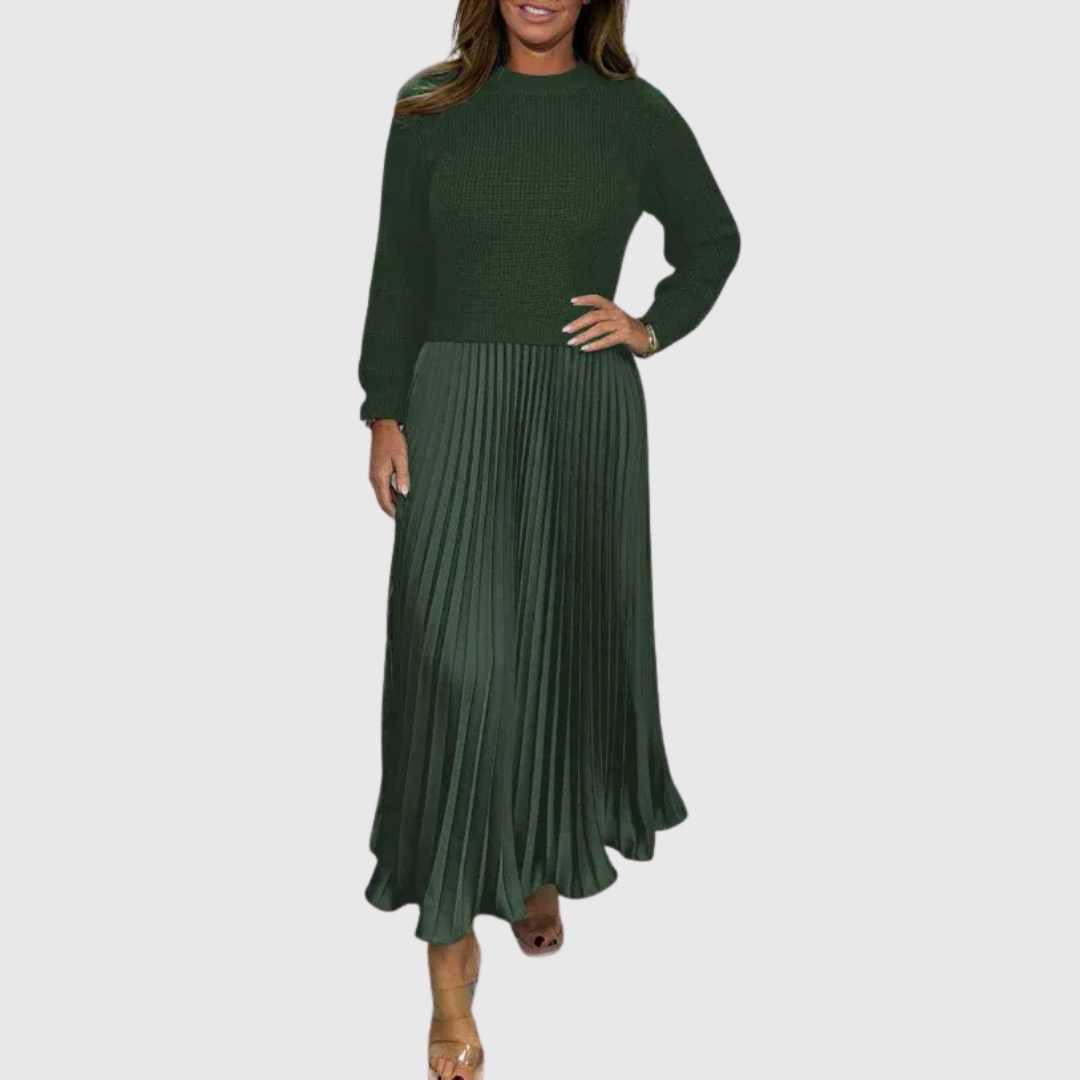 ALARICE | MAXI DRESS WITH JUMPER & PLEATED SKIRT