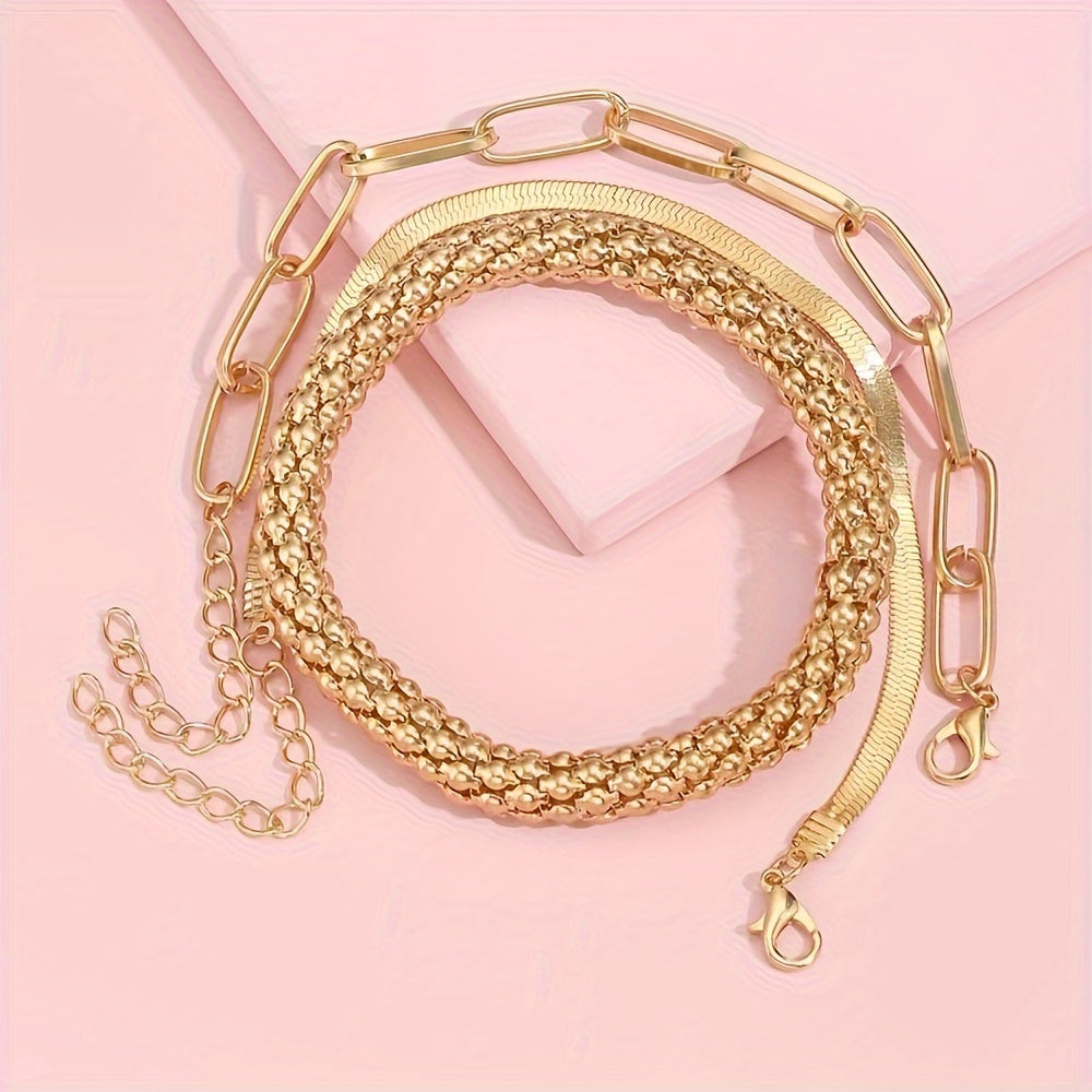 Trendy Multi-layer Snake Bone Chain Bracelet Set