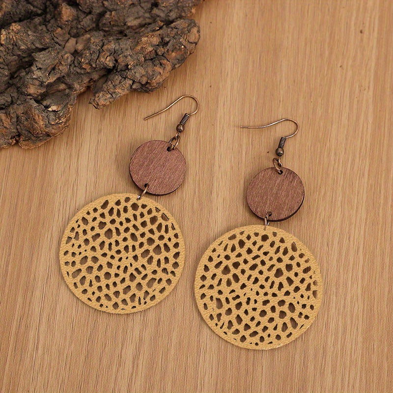 The Wooden Circle Drop Earrings