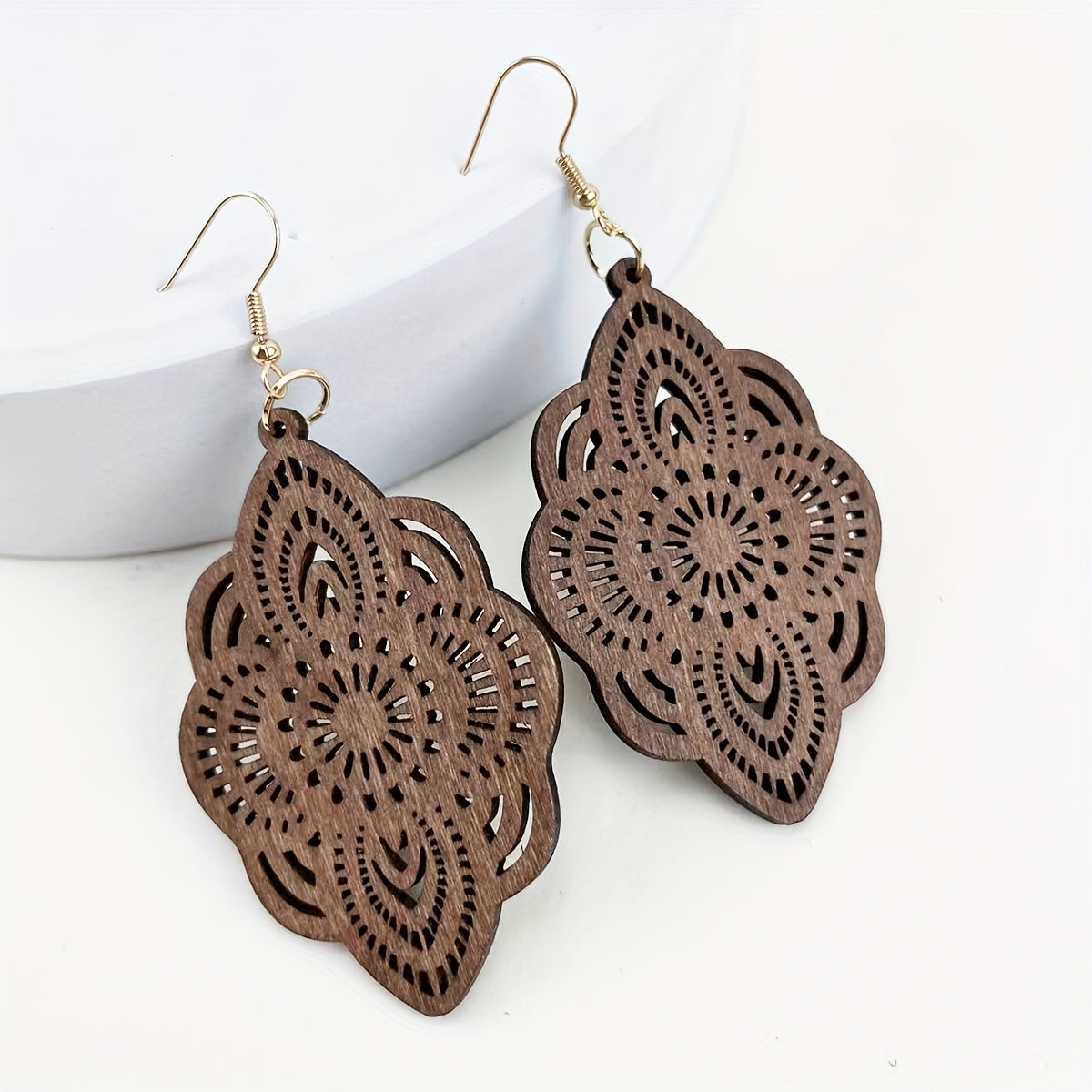 The Lace Wood Pendant Earrings