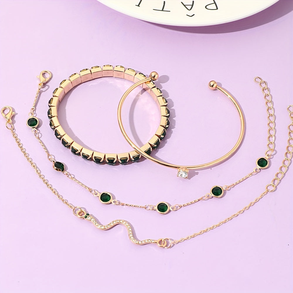 The Emerald Snake Bracelet Set — 4pcs