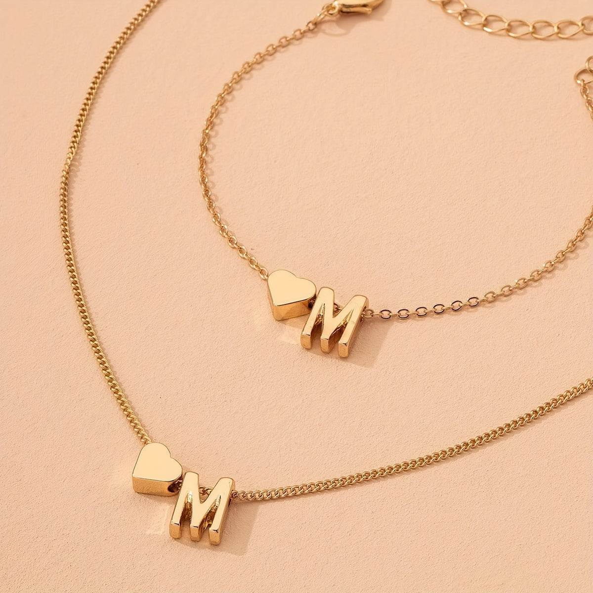The Initial Heart Necklace &amp; Bracelet Set