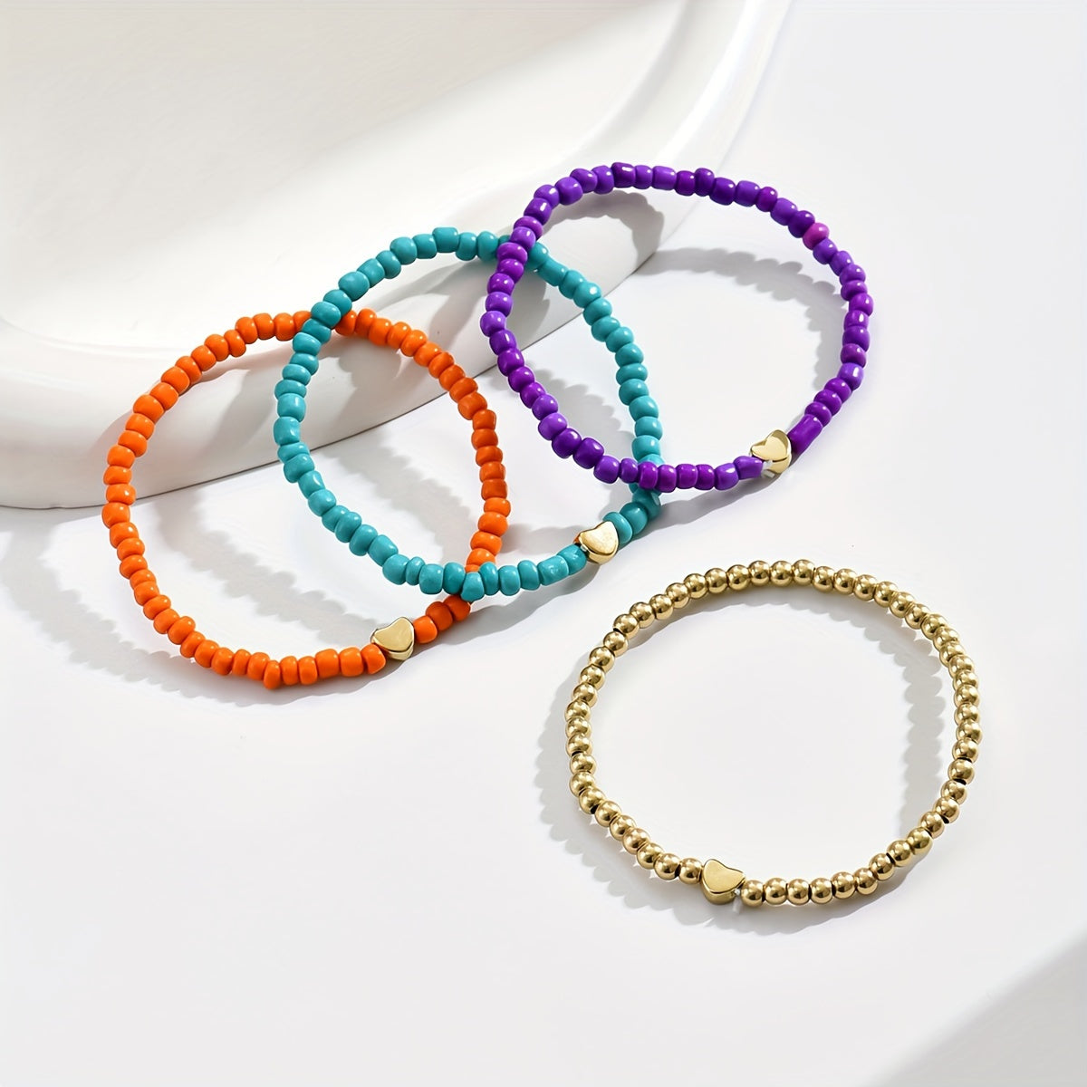 The Heart Bead Bracelet Set