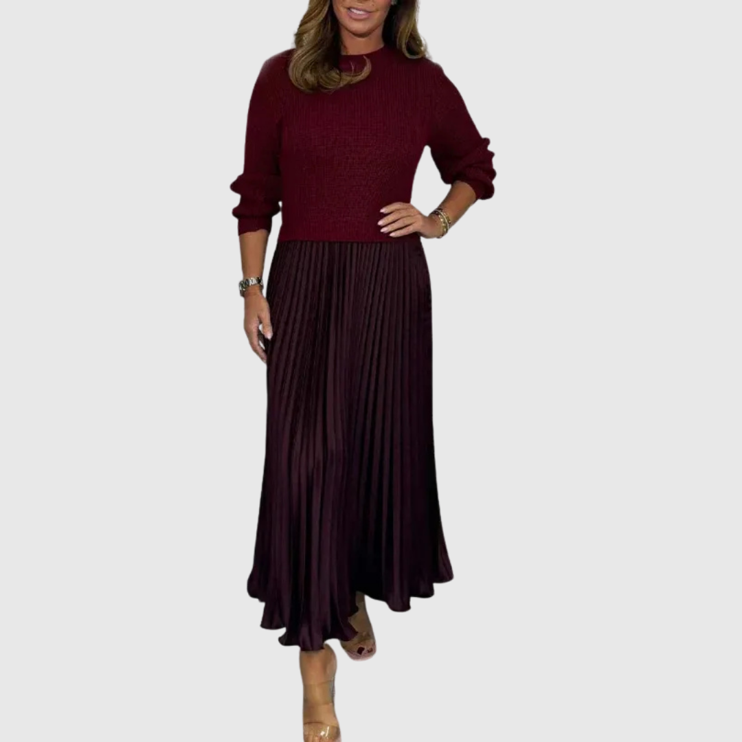 ALARICE | MAXI DRESS WITH JUMPER & PLEATED SKIRT