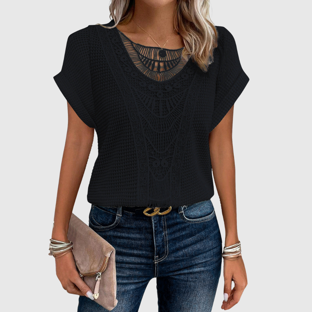 LUCINDA | LACE SHORT SLEEVE TOP