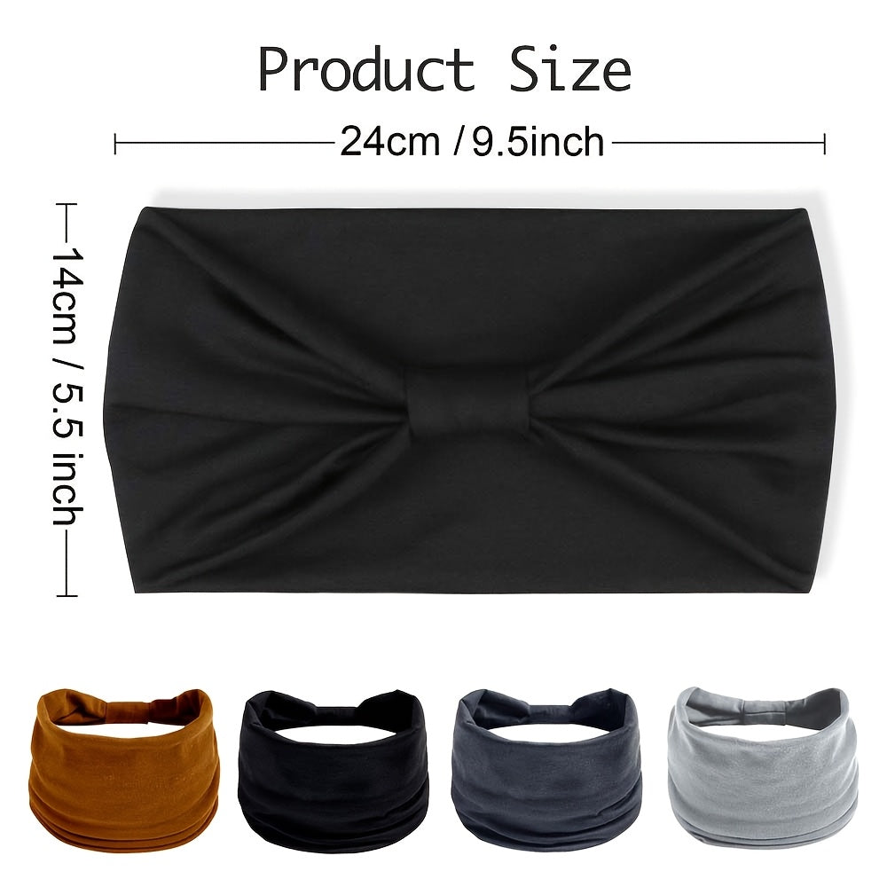 Women's Black Fashionable Wide Headband, Bohemian Thick Hairband, Large African Sports Yoga Headscarf Hair Accessory