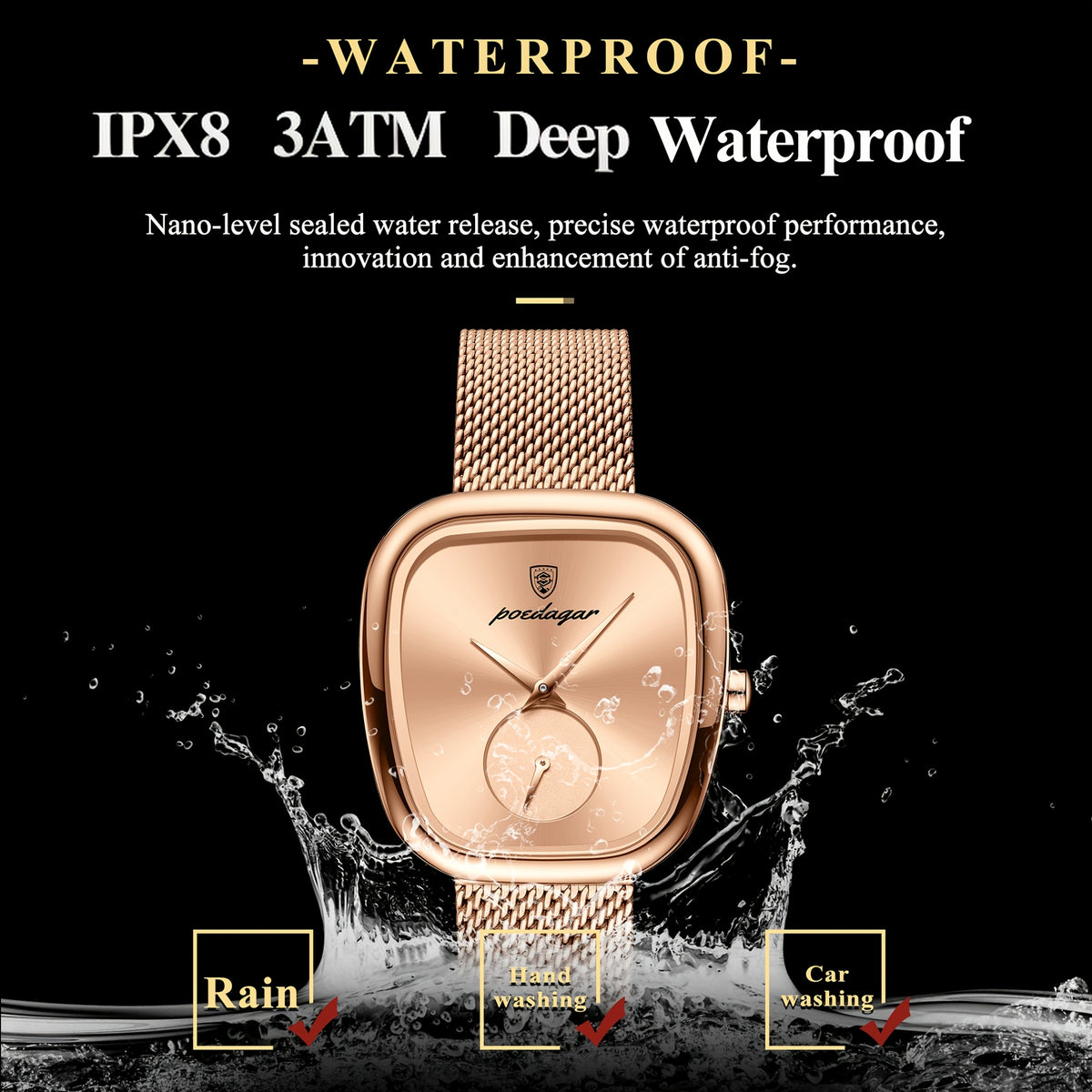 The Zenvy Poedagar Elegant Rose Square Watch