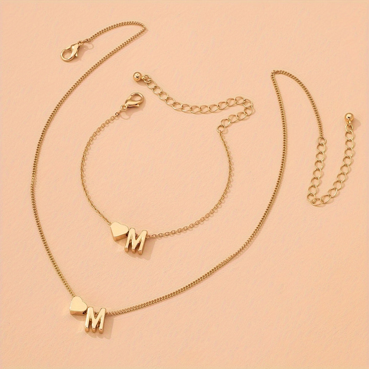 The Initial Heart Necklace &amp; Bracelet Set