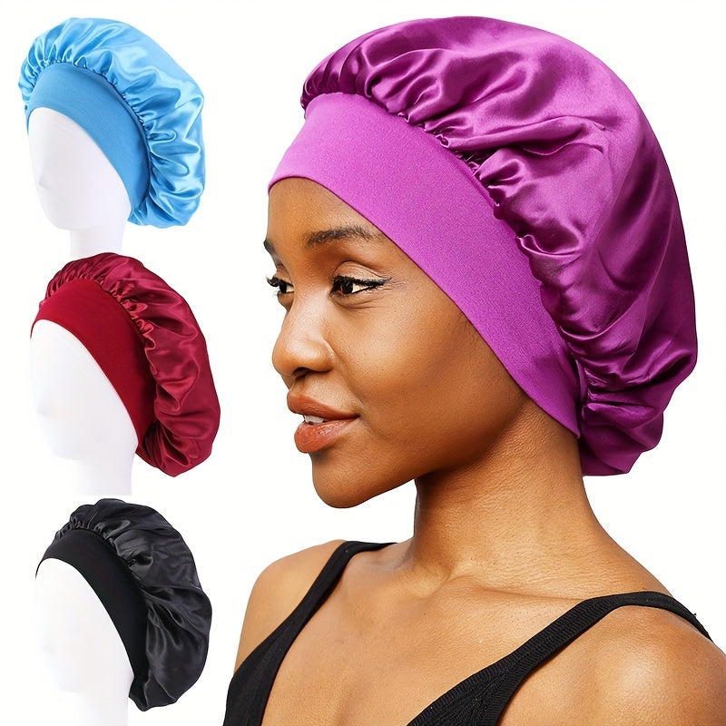 Elastic Band Cap For Brimmed Night Hat Bath Cap Extra Large Satin Silky Bonnet