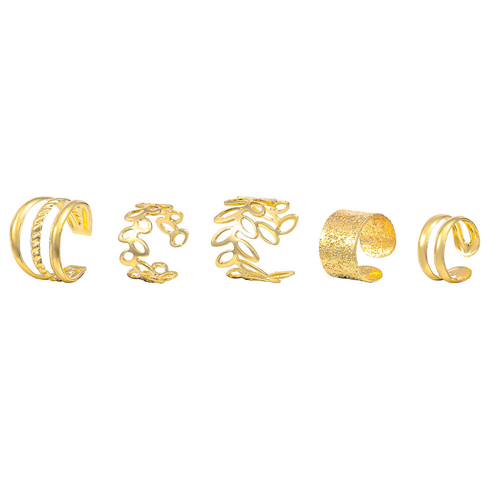 Leaf Hollow Ear Clips 5pcs