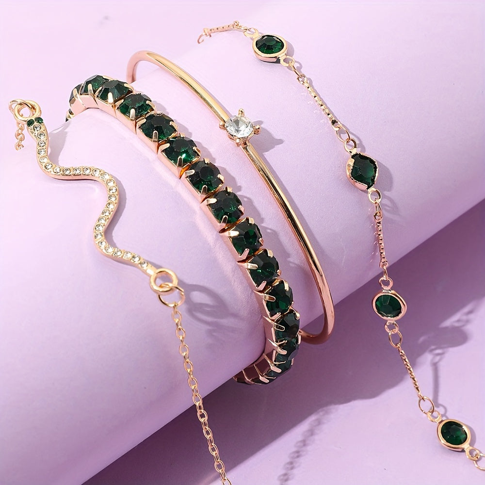 The Emerald Snake Bracelet Set — 4pcs