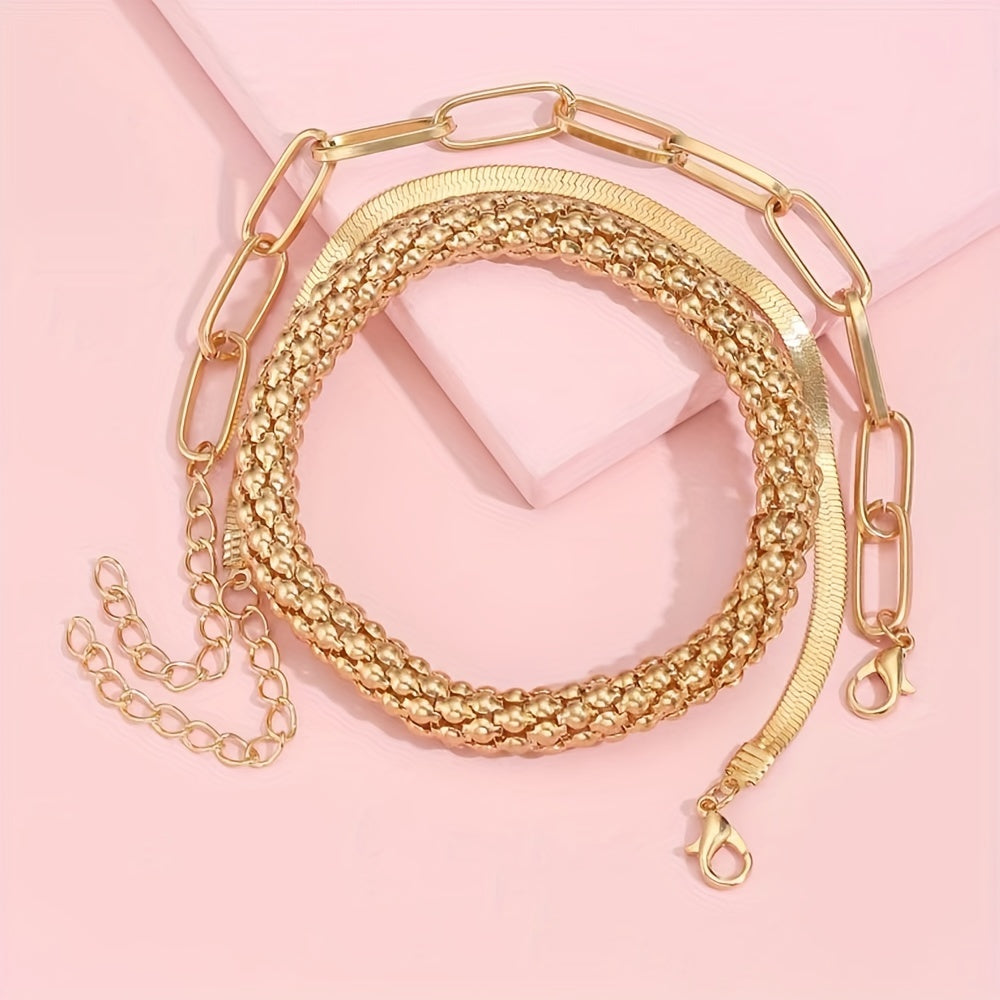 Trendy Multi-layer Snake Bone Chain Bracelet Set