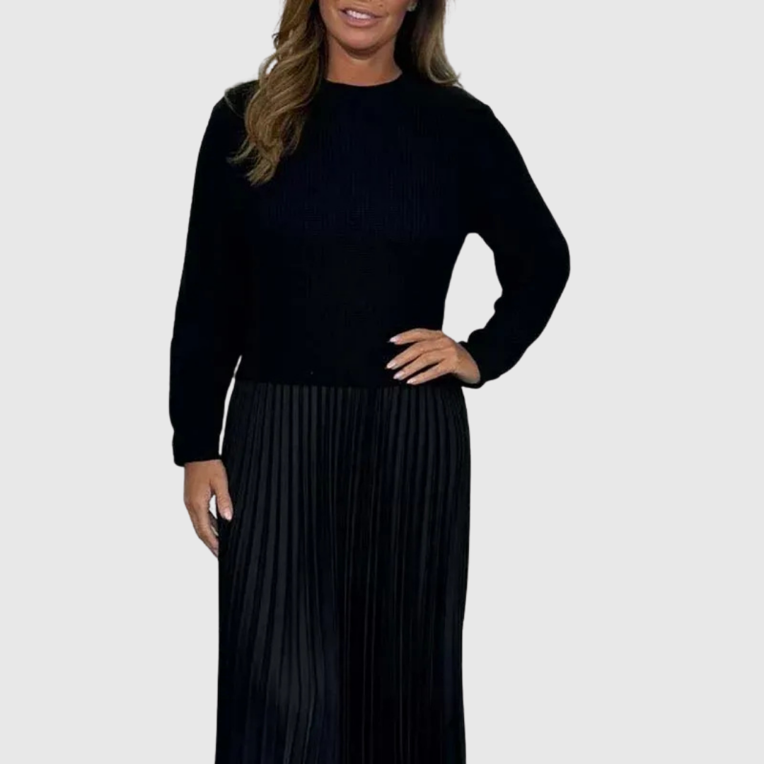 ALARICE | MAXI DRESS WITH JUMPER & PLEATED SKIRT