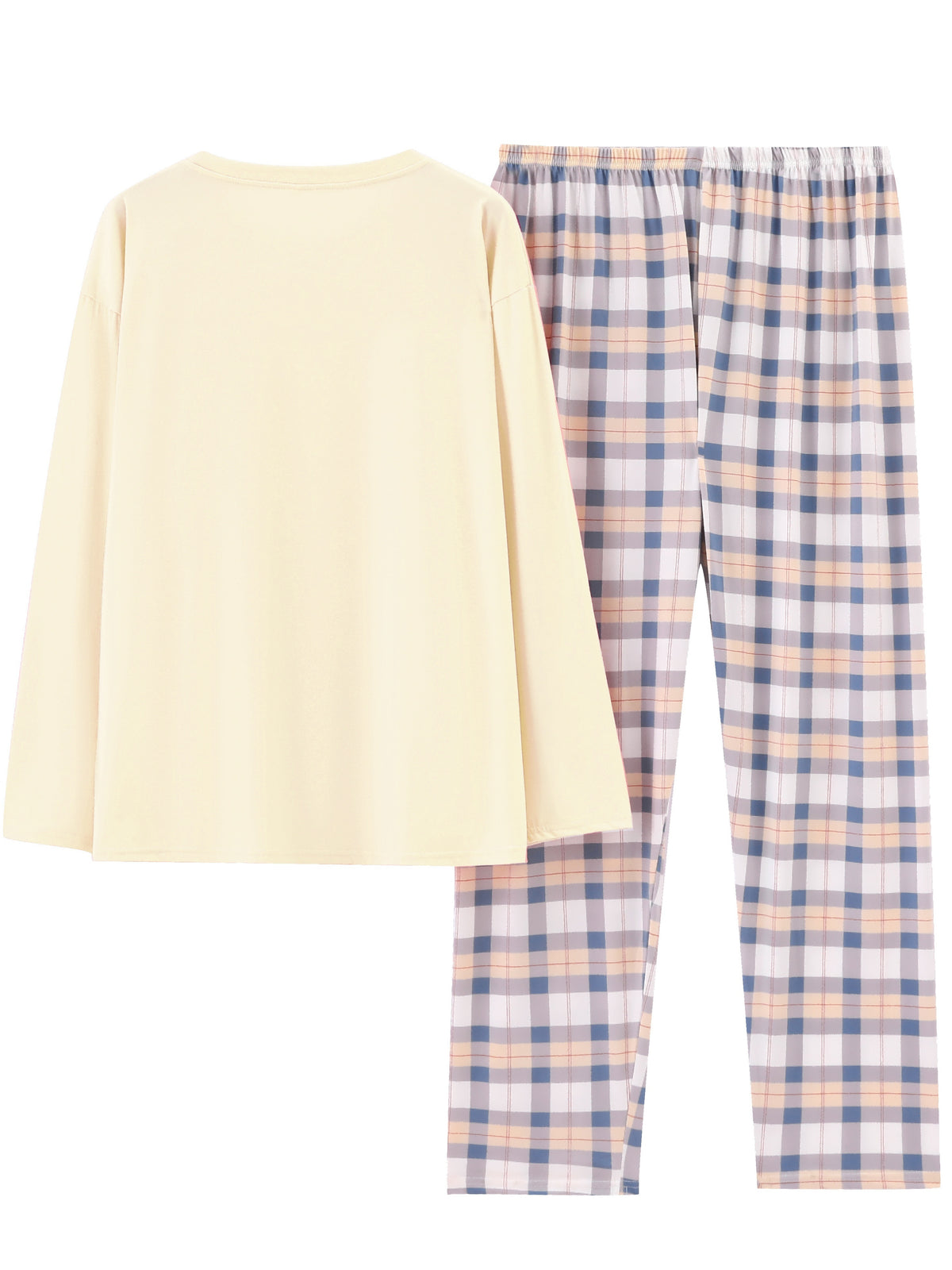 Spring and Autumn Casual Long Sleeve Pajama Set, Comfortable Home Wear Set, Plaid Pajama Set